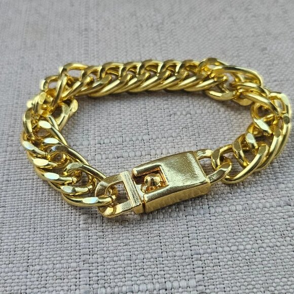 Fashion Wristband Bracelet Unisex Fashion Jewelry Yellow Gold Tone Bracelet New - Picture 2 of 12